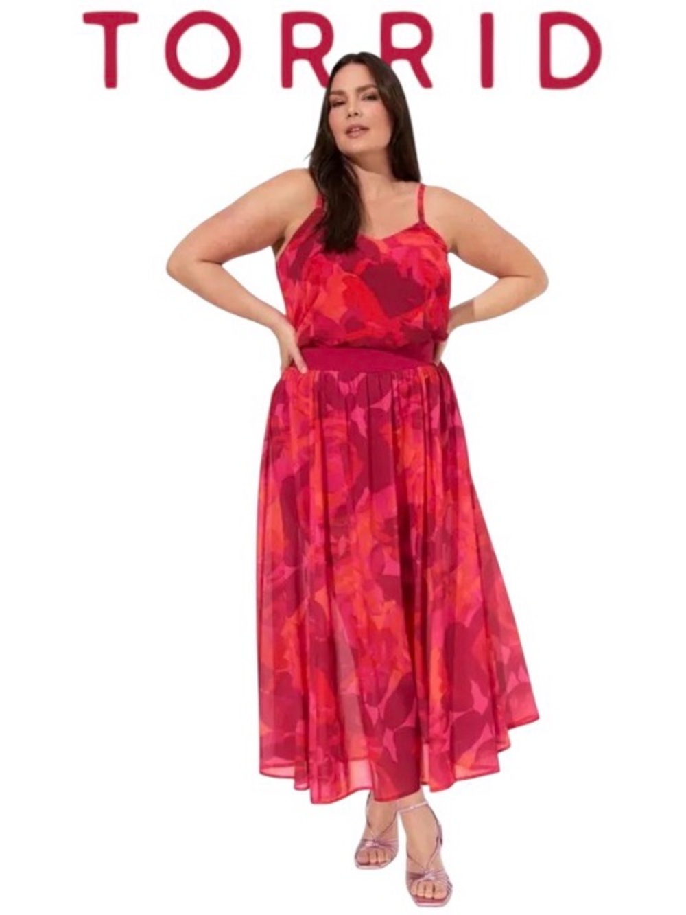 2X Torrid Chiffon Sangria Maxi Skirt with Matching Sophie Camisole Top